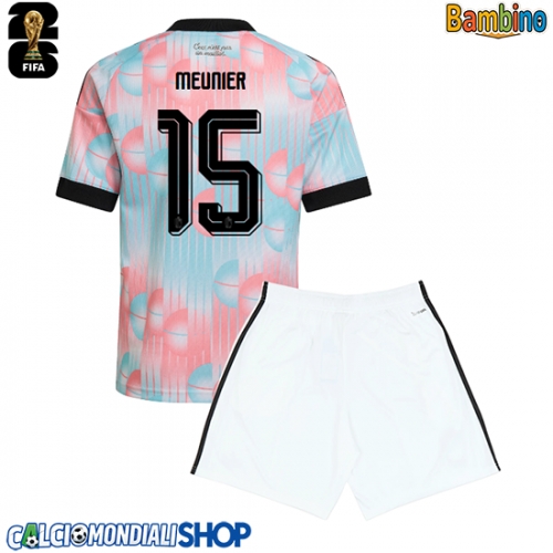 Maglie da calcio Belgio Thomas Meunier #15 Seconda Maglia Bambino Mondiali 2026  Manica Corta + Pantaloni corti)